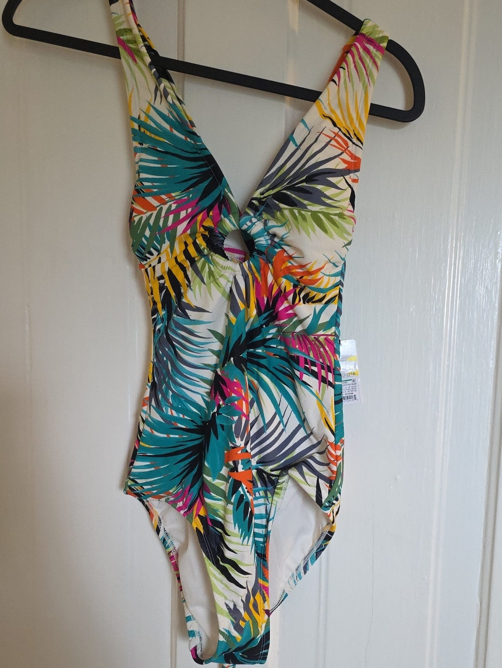 Shade & Shore Tropical Leaf One-Piece Swimsuit - Teal, Yellow, Pink, Black